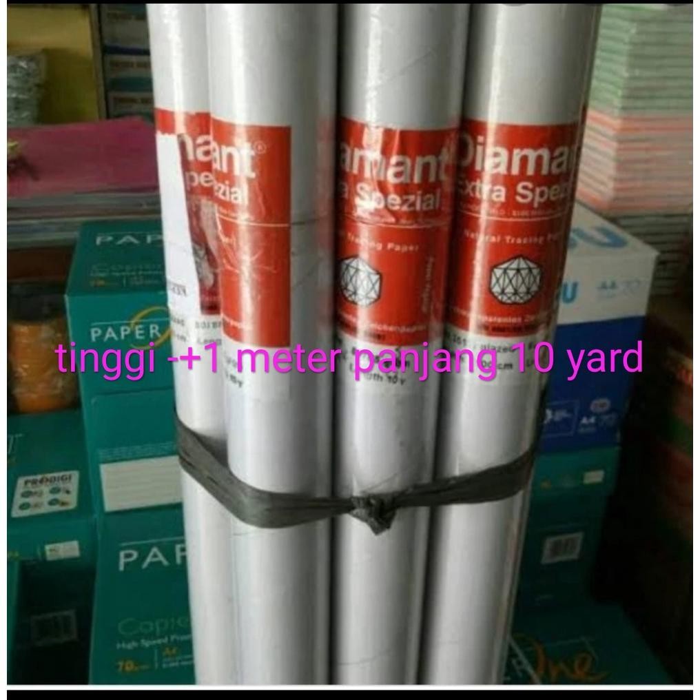 

kertas kalkir roll uluran 60/65 atau 80/85 atau 90/95 atau 100/105 gsm panjang10 yard tinggi 100 cm merek diamand made in france DiM
