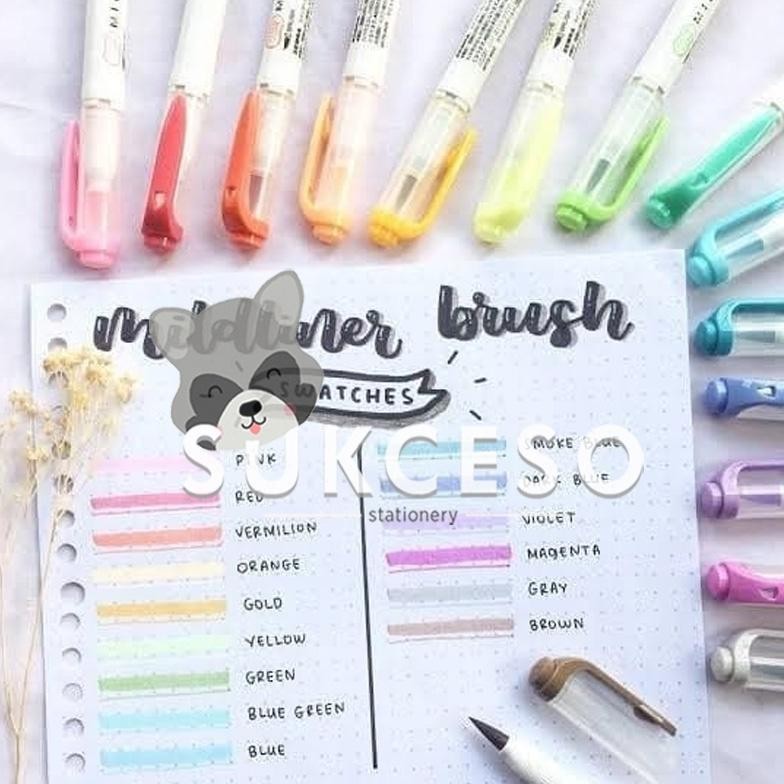 

Zebra Mildliner Brush Pen Pastel Color Marker Double Ended Highlighter DiM