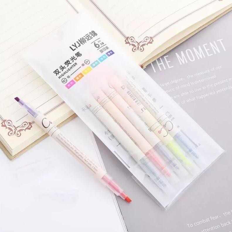 

6pcs highlighter pen 2 warna/ 1 set highlighter pen DiM