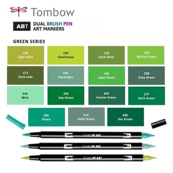 

Tombow ABT Dual Brush Pen GREEN SERIES Lettering Kaligrafi Brushpen Myarts DiM