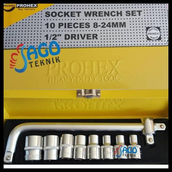 GRATIS ONGKIR KUNCI SHOCK SET 8-24MM 10PCS PROHEX / KUNCI SOCK 
