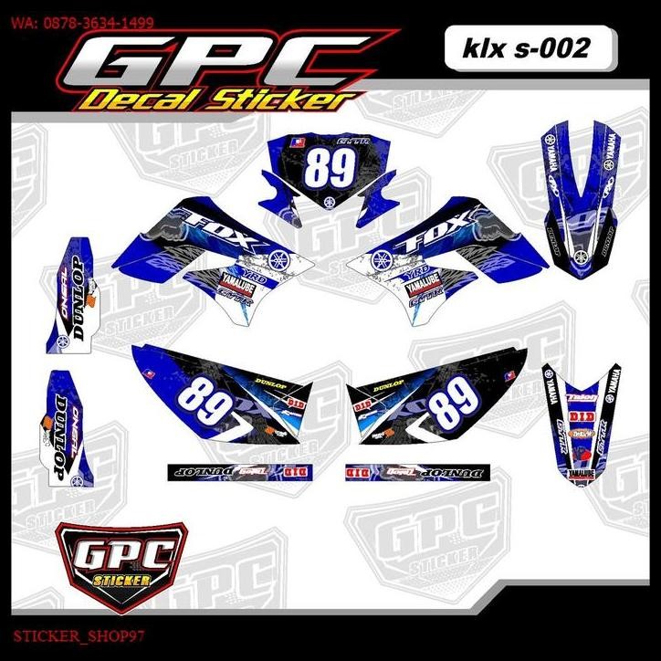 TERMURAH PREMIUM DEKAL STICKER  DECAL STIKER CUSTOM KLX 150 S OLD LAMA BIRU 002 