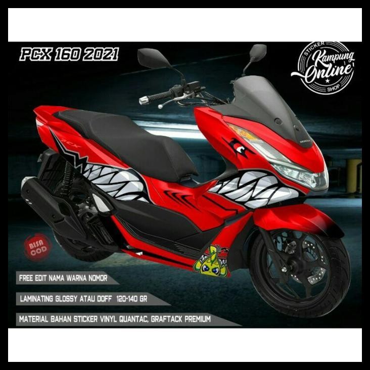 TERMURAH (PREMIUM) STIKER DECAL FULL BODY PCX 160 MOTIF SHARK RED