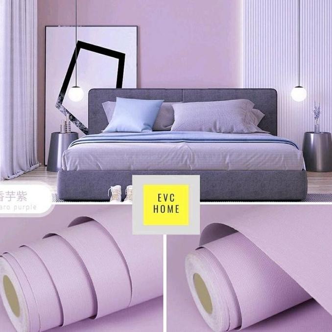 Premium Wallpaper Sticker Dinding Polos Ungu Soft Lilac