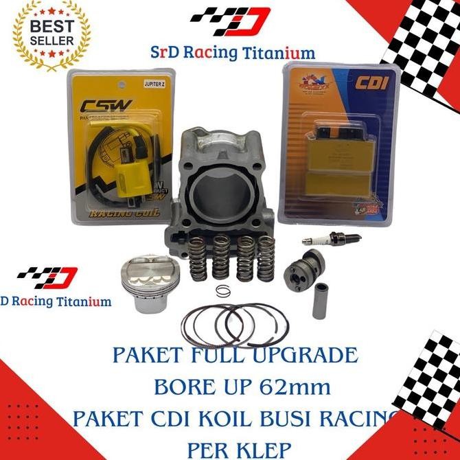 PAKET FULL UPGRADE JUPITER MX MX NEW BLOK SEHER BORE UP 62MM CDI KOIL BUSI RACING PER KLEP RACING NO
