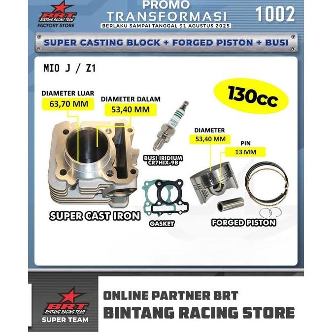 Paket Bore Up BRT 53.40mm Cast Iron Yamaha Mio J Jupiter Z1
