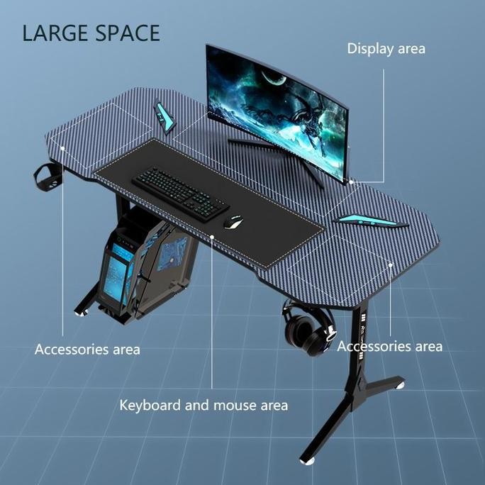 TERMURAH - MEJA KOMPUTER LAPTOP GAMING ADJUSTABLE PC DESK STABLE RGB LED Light