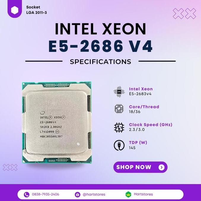 Intel Xeon E5 2686v4 18 Core 36 Thread 2.3 GHz E5-2686v4 2686 v4 Setara 2699 v3 E5-2699v3