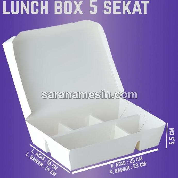 TERMURAH - PAPER LUNCH BOX 5 SEKAT /PAPER BOX ANTI BOCOR 5 SEKAT