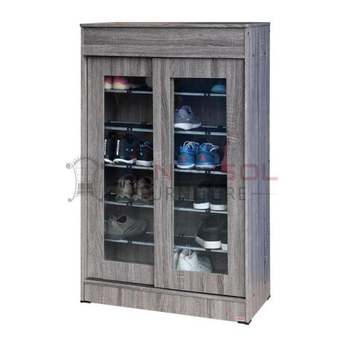 new  RAK SEPATU SLIDING KACA 24 PASANG / LEMARI SEPATU GESER KAYU KACA