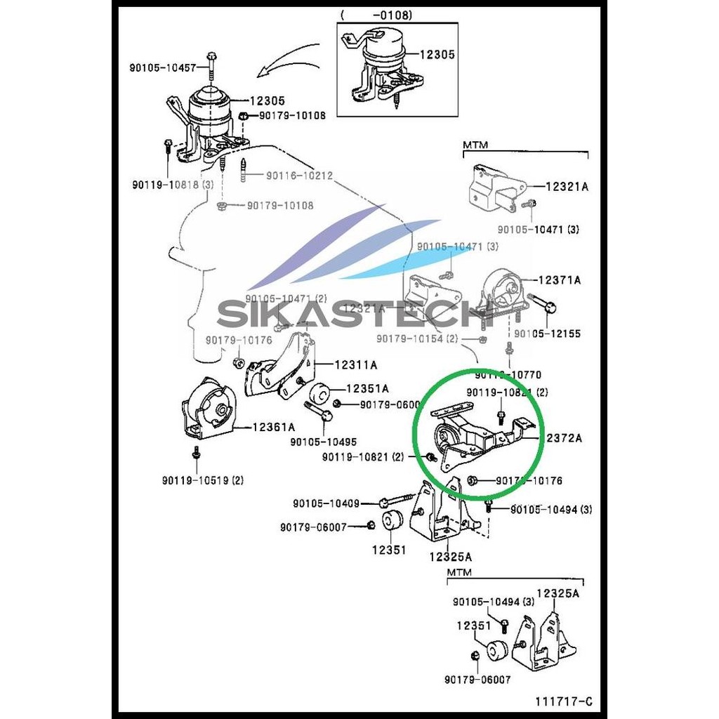 TERBARU LEFT ENGINE MOUNTING / DUDUKAN MESIN KIRI TOYOTA 1AZ-FE RAV4 2.0 ATM 