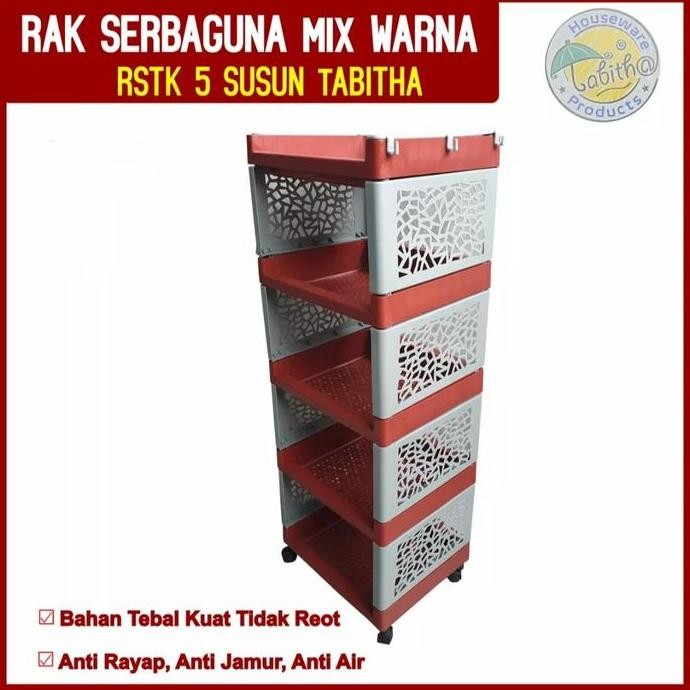 Terlaris Rak Plastik Serbaguna 5 Susun + Roda Tabitha Rstk 5 Susun Rak Salon