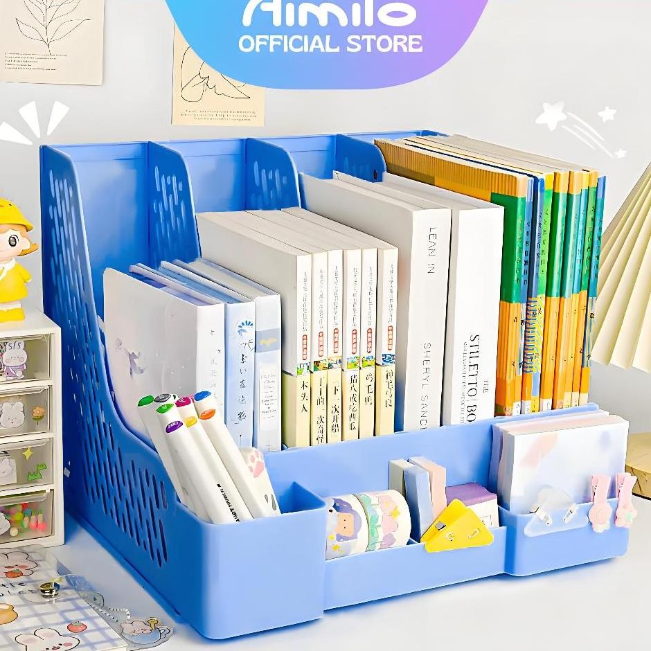 

Ready Aimilo Desktop Organizer File Penyimpanan Serbaguna Box File Rak Buku Dengan Tempat Tempat Buku Tempat