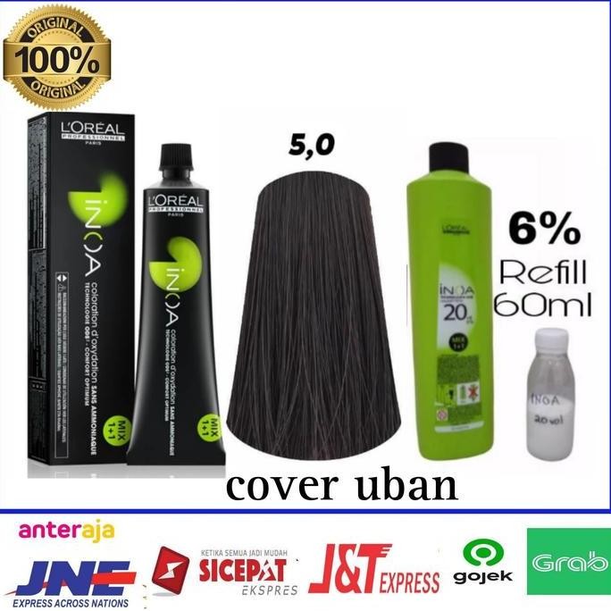 cat rambut Loreal inoa 5.0 (cover uban) + oxidant inoa 60ml