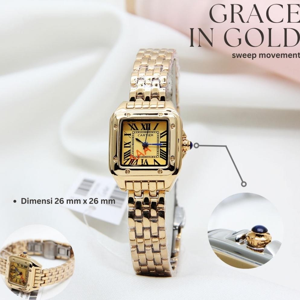 CTR Jam Tangan Sultan Wanita Diameter 2.6CM Bentuk Kotak Angka Romawi Jam Tangan Fashion Cewek COD
