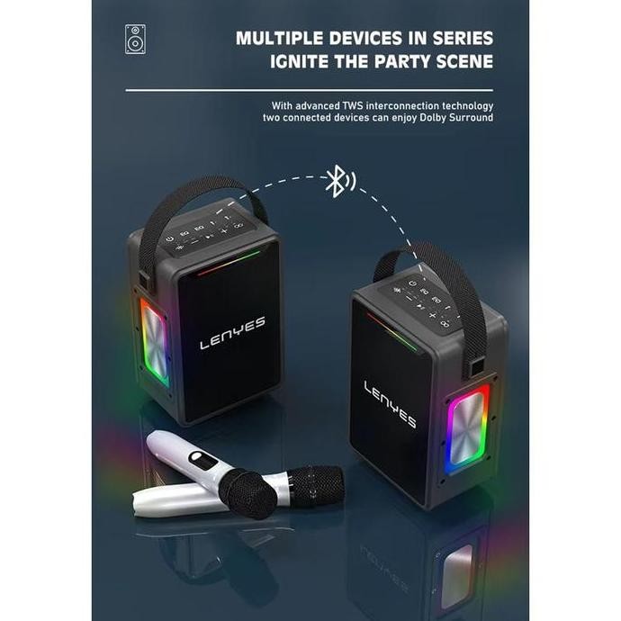 Lenyes S857 Speaker Bluetooth Ktv 150W + Mic Karaoke Rgb Tws Dsp High Power