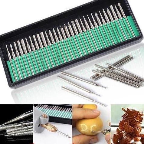 

30 Mata Grafir Diamond Engraving Alat Ukir Mengukir Batu Mata Bor