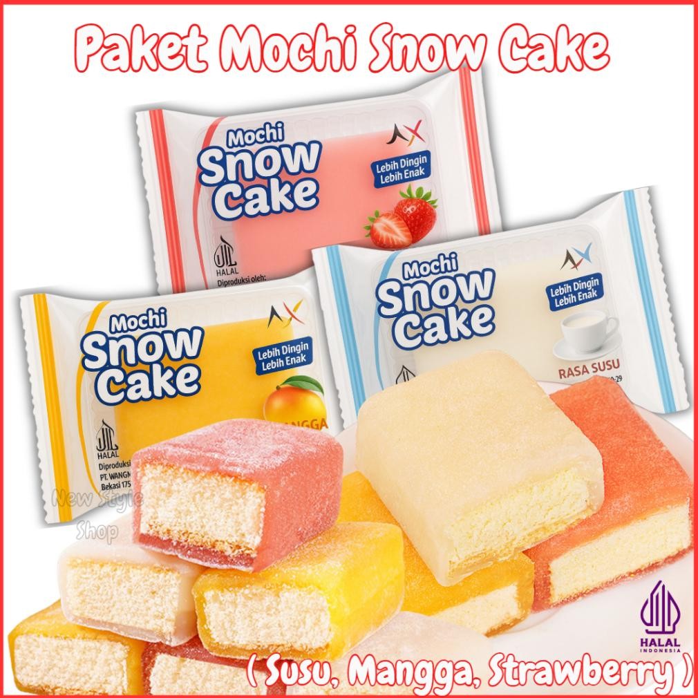 

LM Mochi Snow Cake BELI 12 Pcs FREE 3 Pcs 4 Varian Rasa Strawberry, Mangga, Coklat & Susu / Osmanthus Cake / Snow Cake / Mochi Lembut Isi Bolu