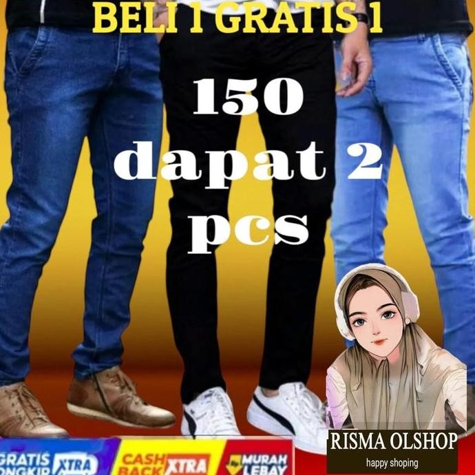 

Celana Jeans Pria Slimfit Pensil Stretch Beli 1 Gratis 1 | Soft Jeans Premium Denim