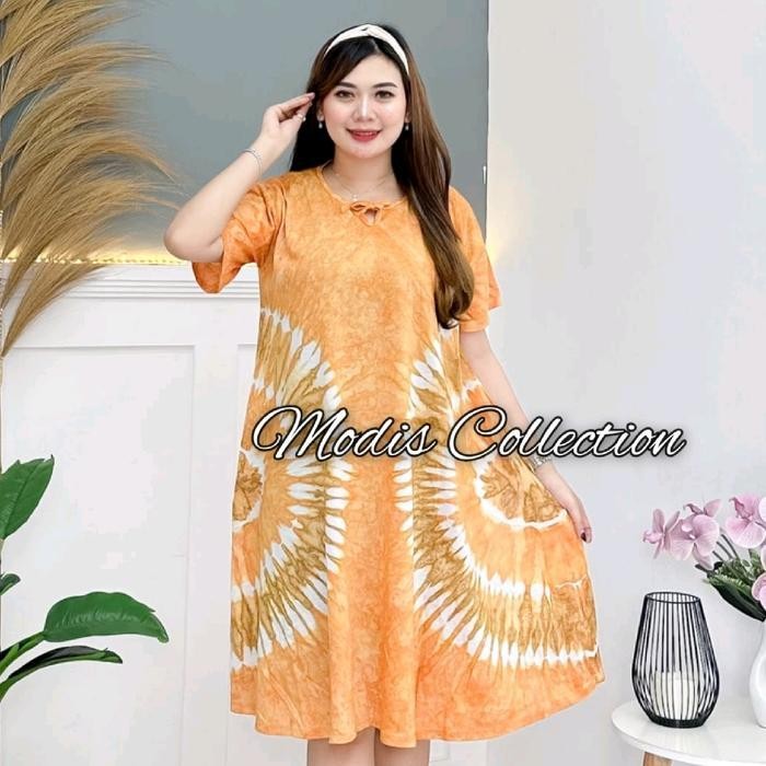 BB Daster Kaos Payung Jumbo Wanita Dewasa Dada Tali Depan Tidak Busui Model Lengan Pendek Kerah Lehe