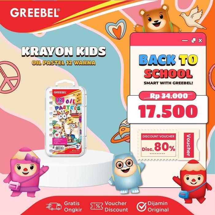 

EMS GREEBEL Crayon Krayon KIDS OIL PASTEL 12 Warna (KOP 12C) / Krayon Oil Pastel / Mewarnai / Menggambar / Crayon Sekolah / Stationery