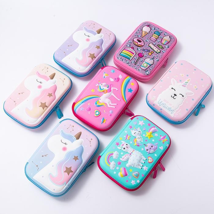

EMS Tempat pensil anak TK/SD Kotak Pensil 3D Unicorn Karakter kado Ultah