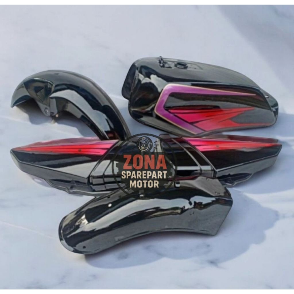 PAKET HEMAT TANGKI TENGKI FULLSET YAMAHA RX KING RX-KING HITAM TAHUN 1997 1998