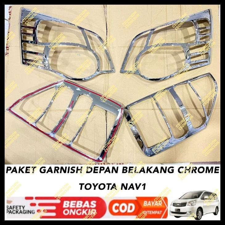 TERMURAH PAKET GARNISH LAMPU DEPAN BELAKANG TOYOTA NAV 1 NAV1 CHROME 