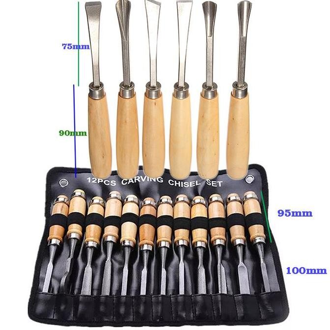 

Pahat Alat Ukir Kayu Round Flat Straight Gouge Wood Working Steel Set