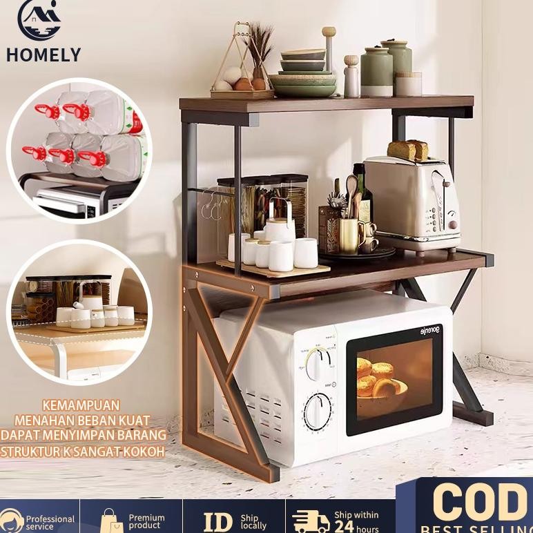 COD Rak Microwave Rak Oven Rak Susun Rak Bumbu Dapur Rak Penyimpanan Serbaguna Rak Oven Microwave Ra