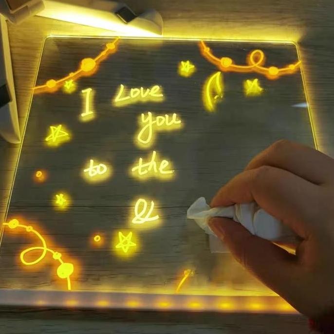 

Personalized Led Lamp Acrylic Message Note Board Erasable New Stok