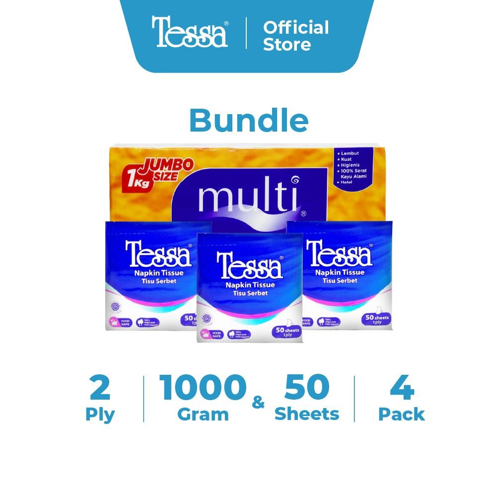 Premium Tissue Multi - Facial Tissue 1000 Gr & Tissue Tessa Napkin Lunch 50