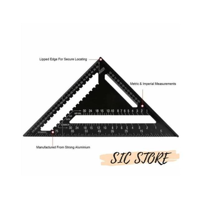 

Speed Square Jumbo 12 Inch Hitam Penggaris Segitiga Sudut Siku New Stok