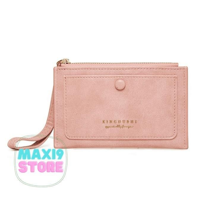 Dompet Wanita Original Kingdushi Kulit Pu Lucu Kecil Tipis Korea Macaron Premium Kartu Sleting Elega