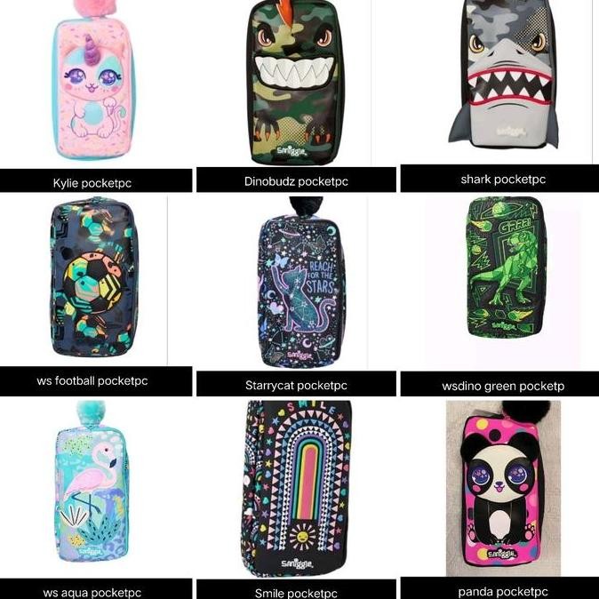

Smiggle Pocket Pencil Dino, Shark/Kotak Pensil/Tempat Pensil Anak New Stok