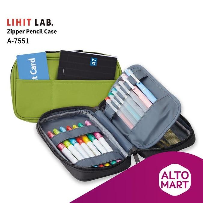 

TERMURAH - Lihit Lab A-7551 Zipper Pencil Case Tempat Kotak Pensil Resleting Pen
