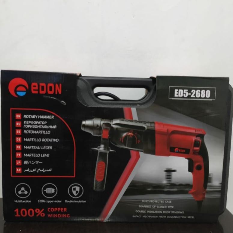 ROTARY HAMMER DRILL 2-226 EDON ED5-2680 BOBOK BETON BESI KAYU BOR 3 FUNGSI