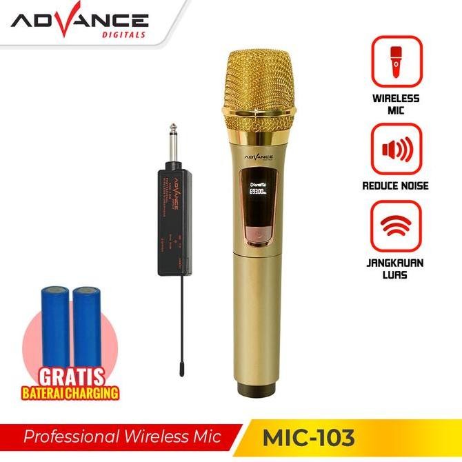 Advance MIC103 Wireless Microphone Single Karaoke Mic Gold Original