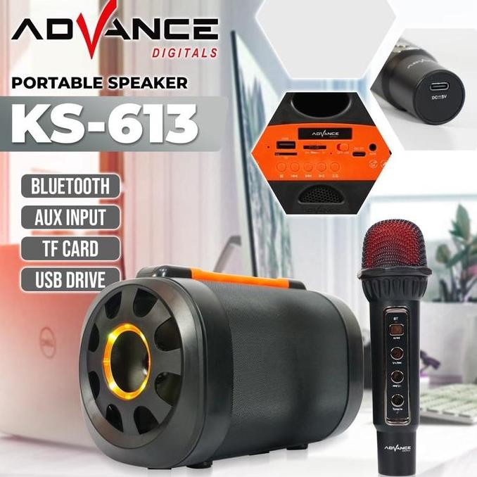 Advance Speaker Bluetooth Portable Karaoke 5 Inch + Gratis 1 Microphone Wireless KS613