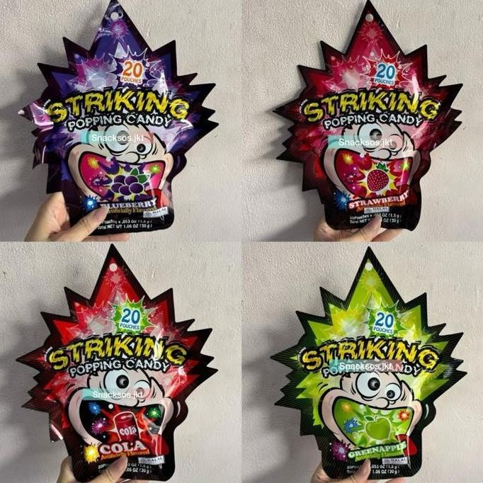 

STRIKING LOLLIPOP WITH POPPING CANDY GRAPE / STRAWBERRY / COLA / BLUEBERRY / GREENAPPLE