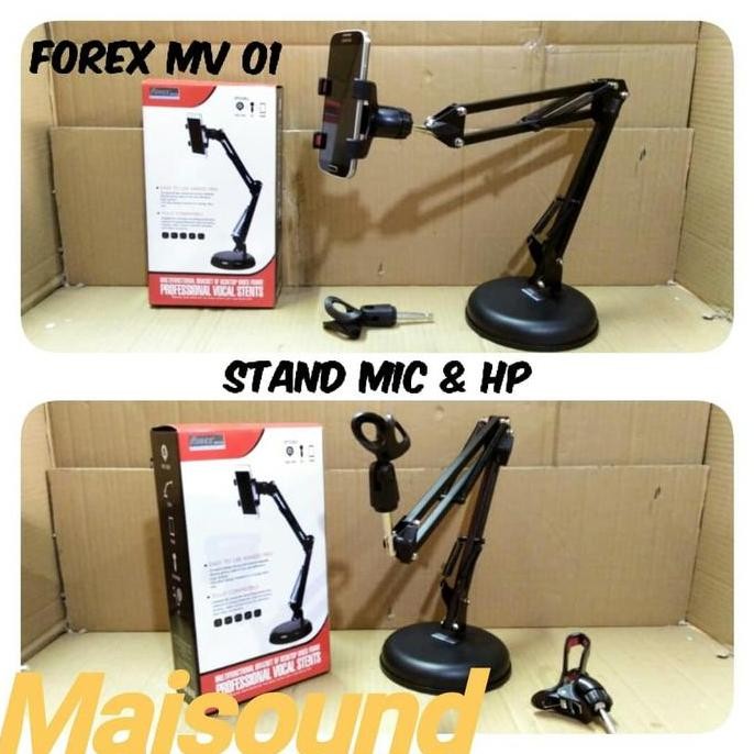 Stand Meja Mic dan HP FOREX MV-01 - Dudukan Microphone & Smartphone