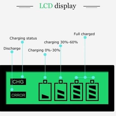 Paket Charger Lcd + Enelong Baterai Aa Aaa 4 Slot 900Mah / 2100Mah