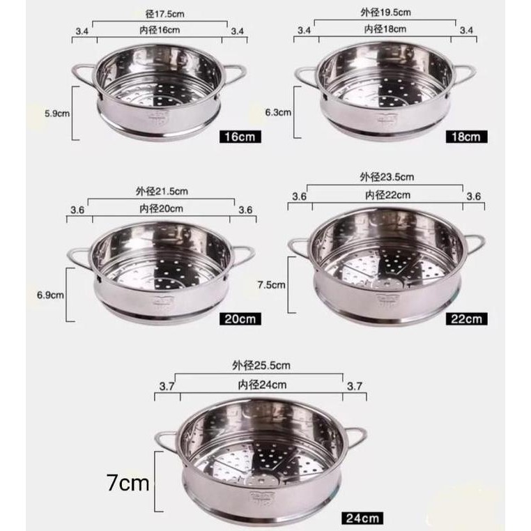 Kukusan Untuk Panci / Steamer Stainless Steel 304 Tebal TF
