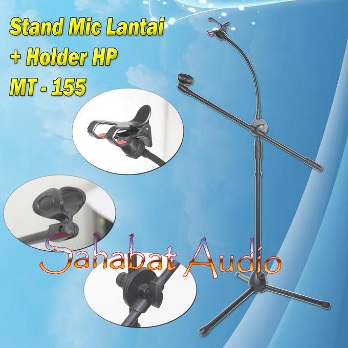 Stand Mic MT155 Tripod Microphone Stand Lantai Jepit Holder HP