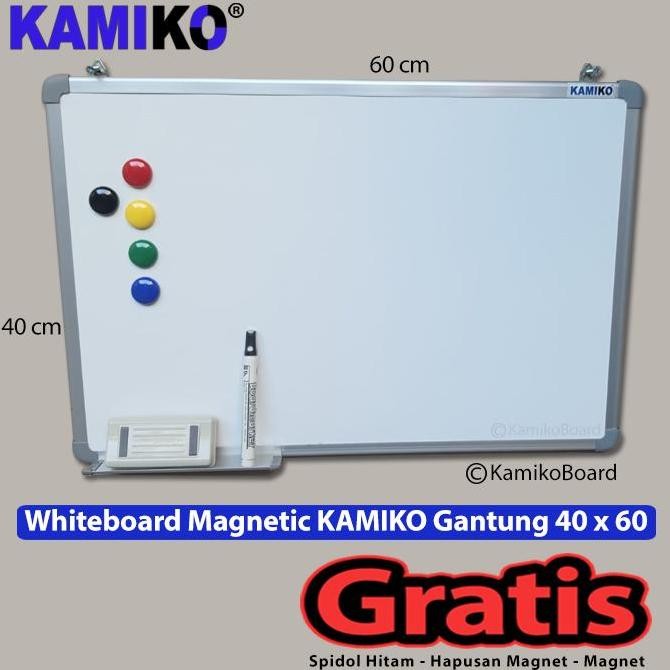 

Whiteboard Kamiko 40 X 60 Cm Gantung - Spidol Hitam - Magnet - Hapusan New Stok