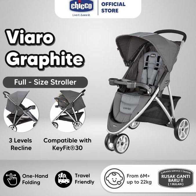 [R2G] CHICCO STROLLER VIARO - GRAPHITE / KERETA DORONG BAYI / KERETA BAYI / STROLLER BABY / STROLLER