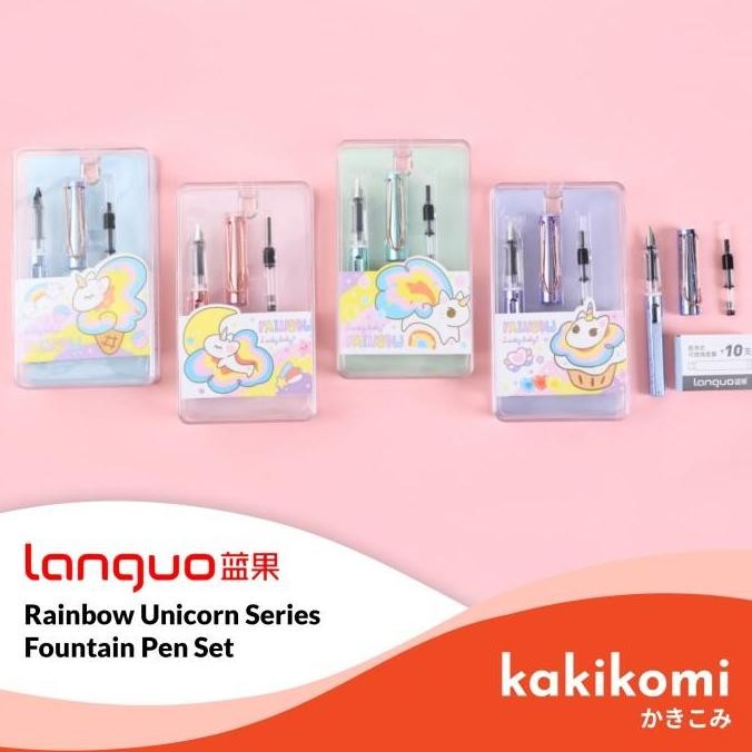 

Pulpen Pena Languo Rainbow Unicorn Series Fountain Pen Set Tinta Biru New Stok
