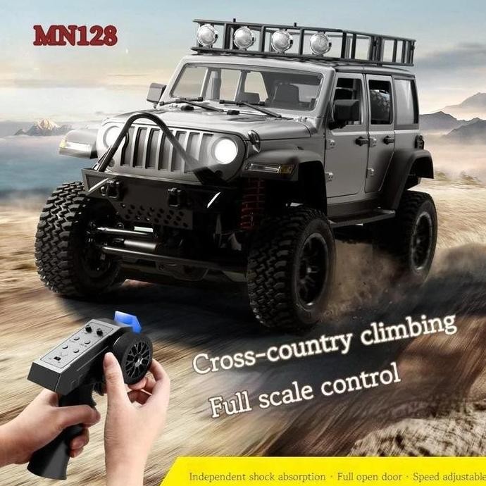 MN128 MN-128 rc crawler JEEP RUBICON WRANGLER RTR 4WD full propo car Remote Control murah