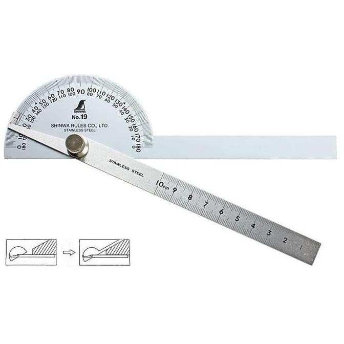 

Sinhwa Stainless Steel Protractor -Busur Derajat - No.19-Made In Japan New Stok