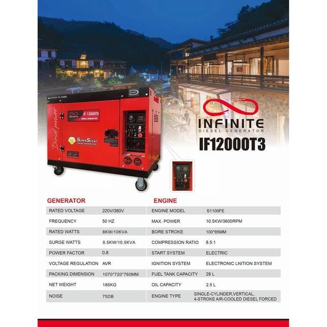 ready  Genset silent 10kva infinite--- 10IF 12000 1 phase